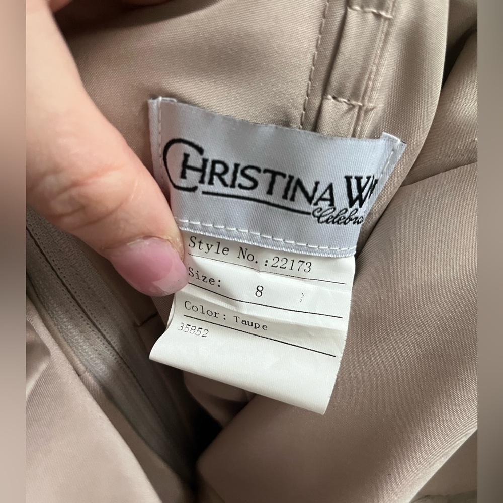 Christina Wu- beige satin gown - Picture 2 of 3